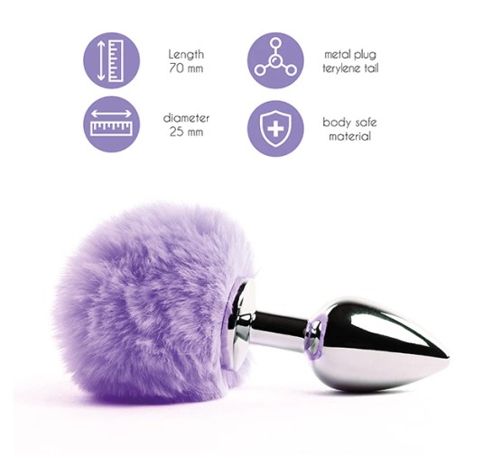 Plug analny - FeelzToys Bunny Tails Butt Plug Purple